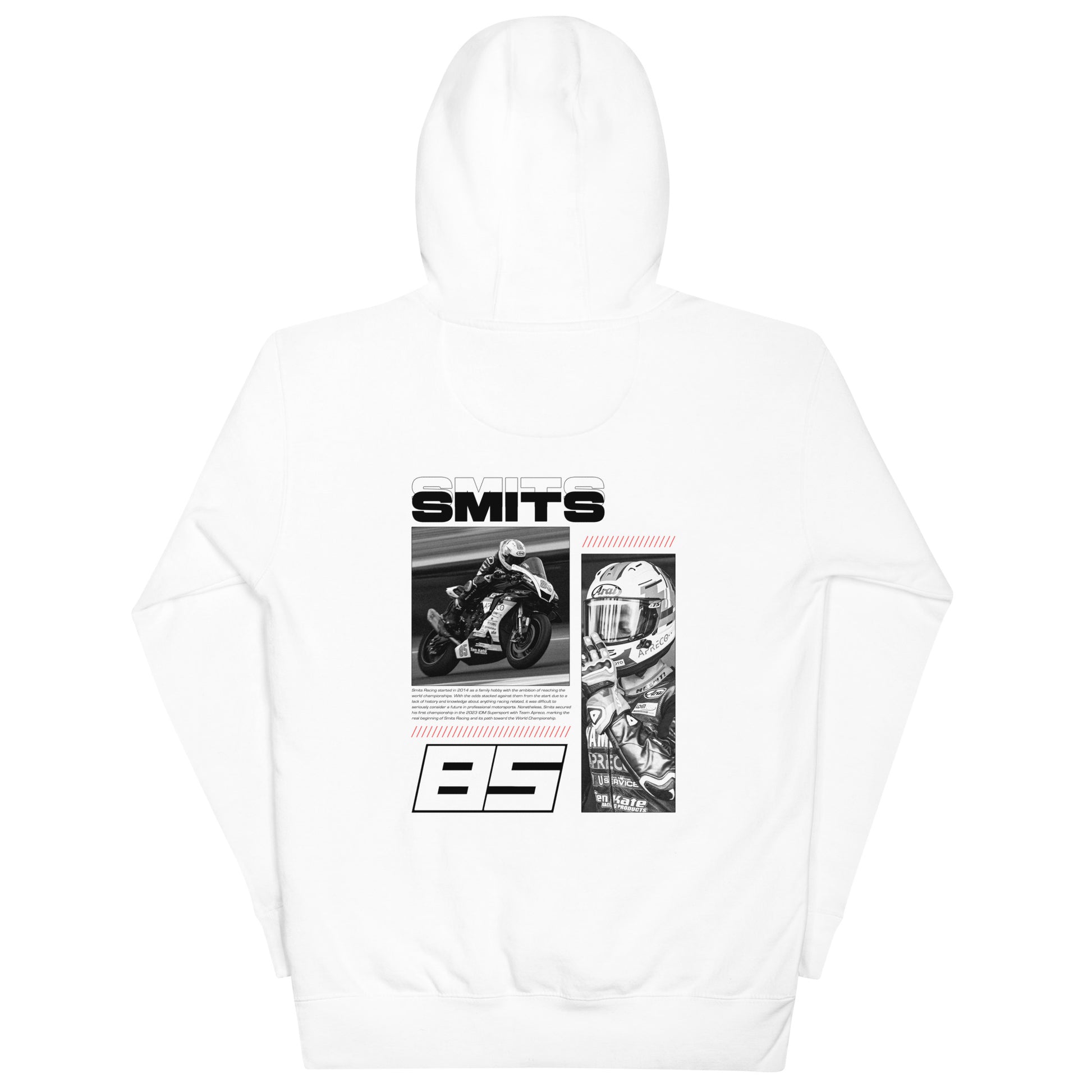 85MITS Special Edition Hoodie in white, Twan Smits Racing limited drop